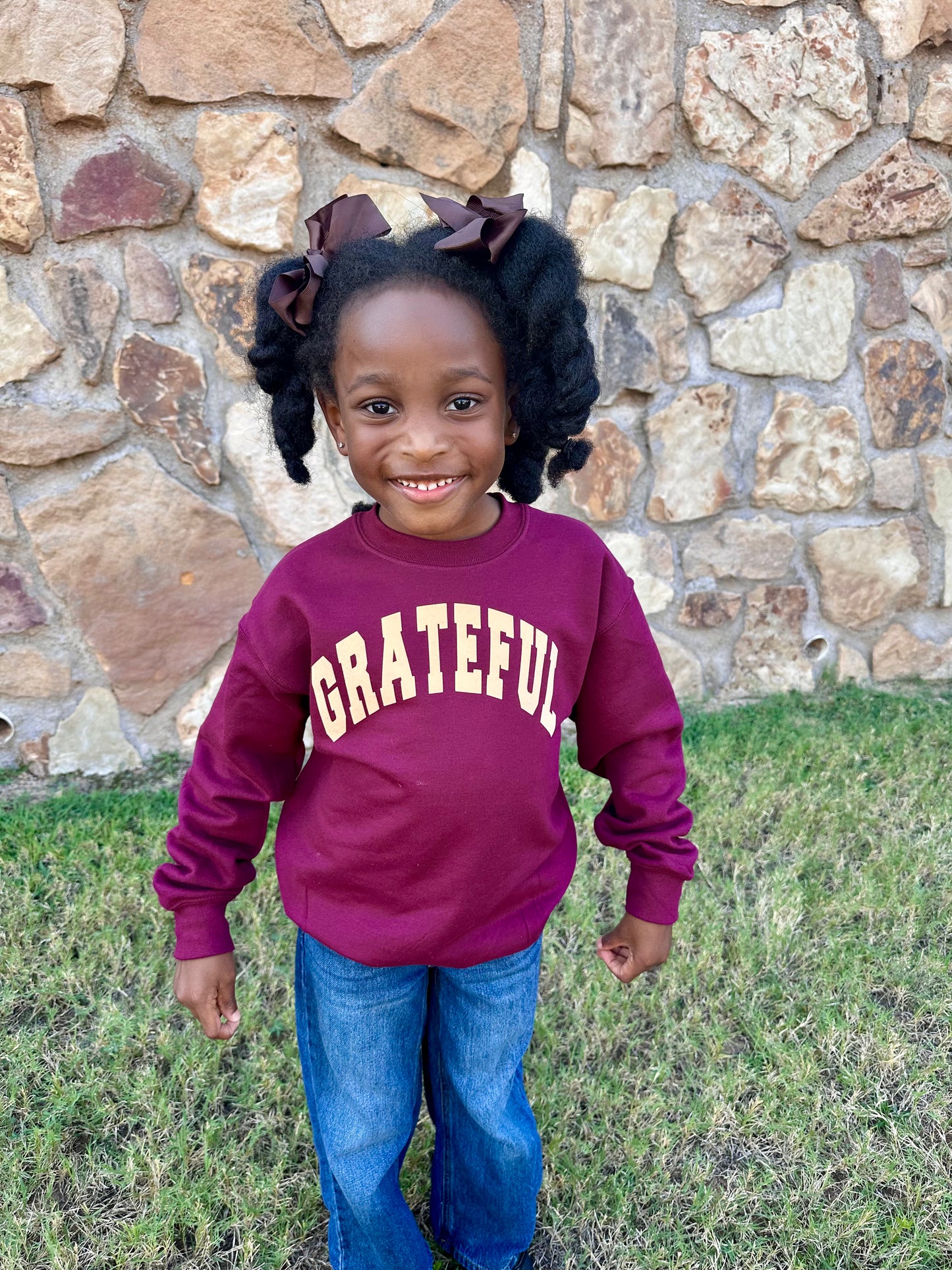 Childrens Burgundy Grateful Sweatshirt